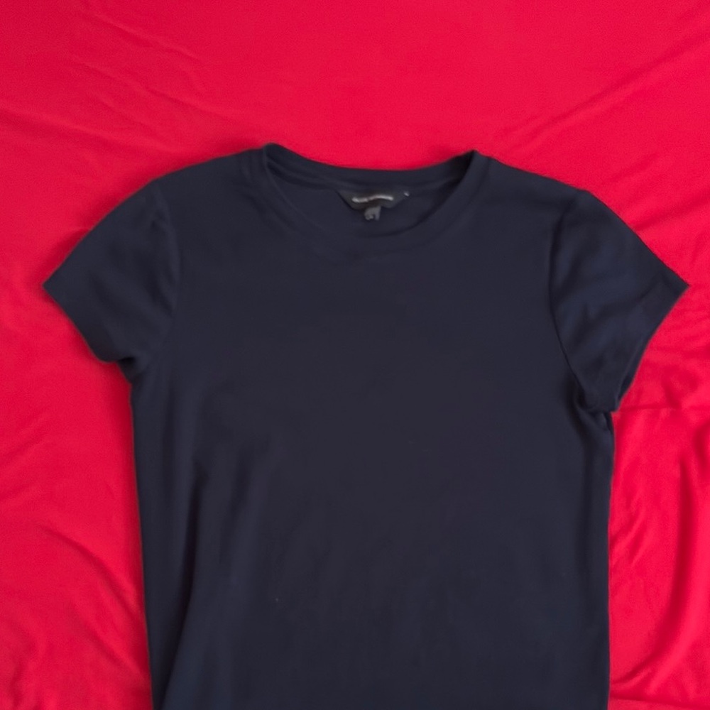 Club Monaco Blue Fitted Cap Sleeve Tee